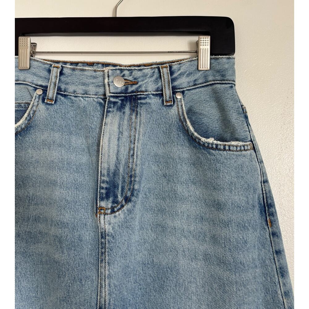 Light Wash Pilcro Anthropologie High Waisted Denim Midi-Maxi Skirt 6 - Picture 3 of 6